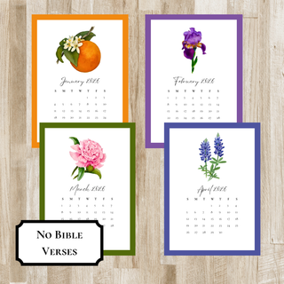 Watercolor Flower Desk Calendar | Option to add Bible Verses | Prayer Desk Calendar | Christian Gift | Hostess & Teacher Gift