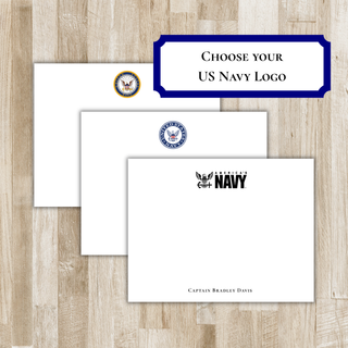 Personalized US Navy Stationery Set / Stationary | United States Navy Flat Notecards | Military Gift