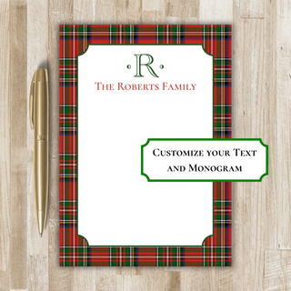 Personalized Tartan Plaid Notepad | Red & Green Plaid Christmas Notepad