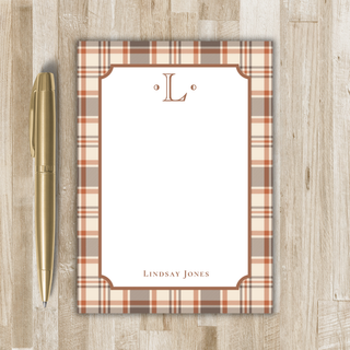 Personalized Fall Plaid Notepad with Monogram