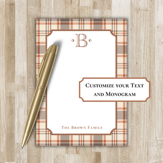 Personalized Fall Plaid Notepad with Monogram