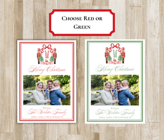 Nutcracker Monogram Crest Family Photo Christmas Card | Portrait or Landscape | Nutcracker Family Photo Holiday Card