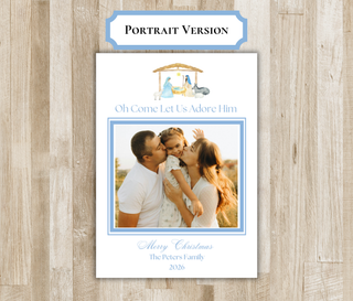 Oh Come Let Us Adore Him Christmas Photo Card | Nativity Holiday Card | Religious Christmas Card | Printed or PDF File | 2-Sided Card