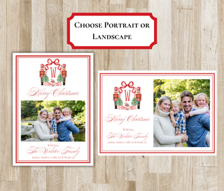 Nutcracker Monogram Crest Family Photo Christmas Card | Portrait or Landscape | Nutcracker Family Photo Holiday Card