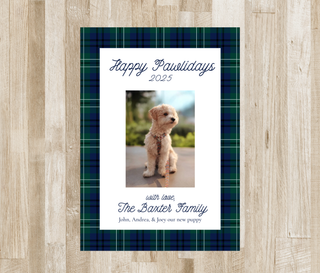 Plaid Dog Christmas Card | Happy Pawlidays | Holiday Photo Card for Dogs
