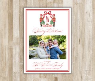 Nutcracker Monogram Crest Family Photo Christmas Card | Portrait or Landscape | Nutcracker Family Photo Holiday Card