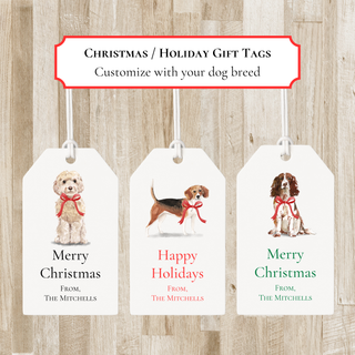 Personalized Christmas Dog Gift Tags | Customize Your Dog Breed
