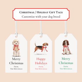 Personalized Christmas Dog Gift Tags | Customize Your Dog Breed
