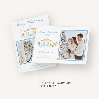 Family Nativity Christmas Card - Landscape or Portrait 2 Sides
