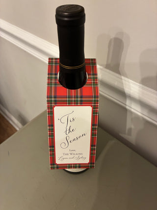 Personalized Tartan Plaid Wine Tags | Christmas Water Bottle Tags | Prosecco & Champagne Tags