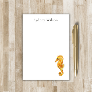 Personalized Seahorse Notepad | Coastal Gift | Sea Horse Art Work