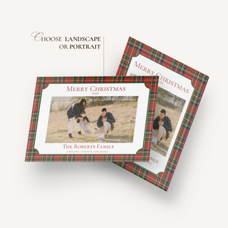 Tartan Plaid Christmas Photo Card | Preppy Holiday Card | Xmas Plaid Photo Card | Printed or PDF File | 2-Sided Card