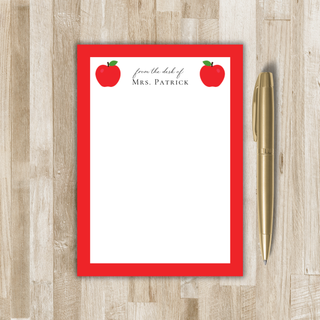 Personalized Teacher Red Apple Notepad with Border | Teacher Gift
