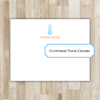 Personalized Pineapple Stationery | Pineapple Flat Notecards