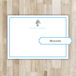 Personalized Seaside Stationery | Coastal Notecards | Choose your Icon: Starfish, Scallop Shell, Sand Dollar, Manatee