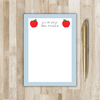 Personalized Teacher Red Apple Notepad with Border | Teacher Gift