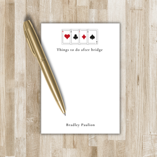 Personalized Bridge Notepad | Card Playing Notepad | Notepad for Card Players