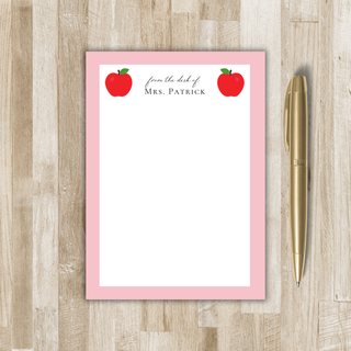Personalized Teacher Red Apple Notepad with Border | Teacher Gift