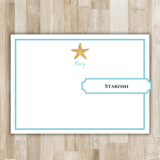 Personalized Seaside Stationery | Coastal Notecards | Choose your Icon: Starfish, Scallop Shell, Sand Dollar, Manatee