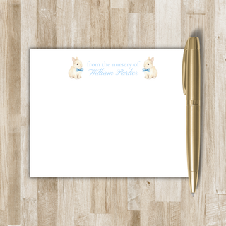 Personalized Child Bunny Rabbit Stationery | Baby Nursery Flat Notecards