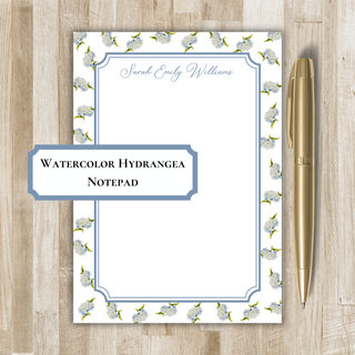 Personalized Hydrangea Stationery Gift Set | Notecards, Notepad, & Enclosure Cards