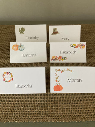 Thanksgiving Place Cards - Set of 6 - Printed Cards or PDF Digital File | Elegant Fall Seating Cards | Fall Table Tents