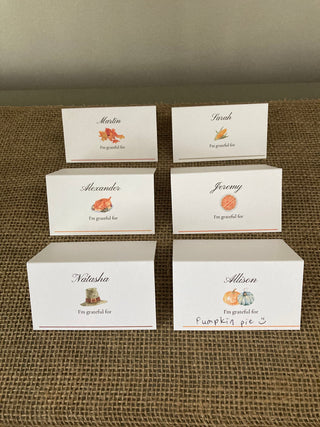 Thanksgiving Place Cards - Set of 6 Printed Cards OR Digital PDF File | Thanksgiving Activity | Thanksgiving Name & Table Seating Cards