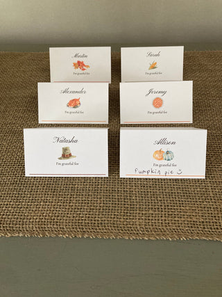 Thanksgiving Place Cards - Set of 6 Printed Cards OR Digital PDF File | Thanksgiving Activity | Thanksgiving Name & Table Seating Cards