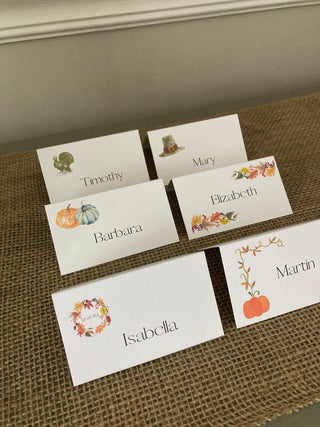 Thanksgiving Place Cards - Set of 6 - Printed Cards or PDF Digital File | Elegant Fall Seating Cards | Fall Table Tents
