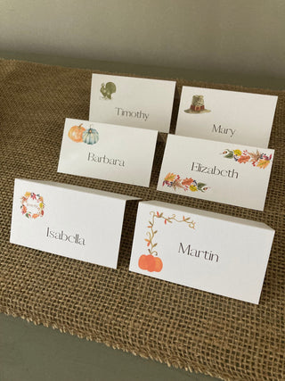 Thanksgiving Place Cards - Set of 6 - Printed Cards or PDF Digital File | Elegant Fall Seating Cards | Fall Table Tents