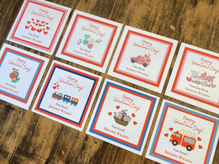 Valentine's Day Gift Favor Tags OR Stickers for Girls & Boys | V-day Kids Treat Tags | Custom Personalized Valentines Candy Tags or Stickers