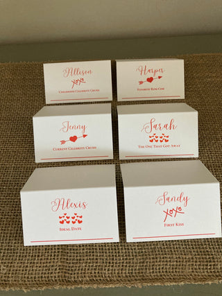 Valentines / Galentine's Dinner Place Cards - Set of 6 Printed Cards | Galentine's activity | Valentine's Party