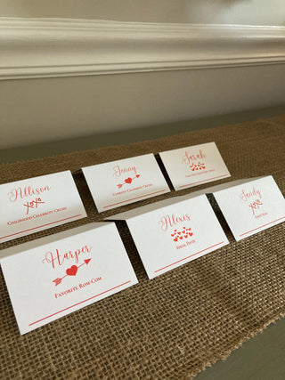 Valentines / Galentine's Dinner Place Cards - Set of 6 Printed Cards | Galentine's activity | Valentine's Party