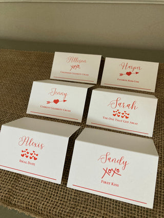 Valentines / Galentine's Dinner Place Cards - Set of 6 Printed Cards | Galentine's activity | Valentine's Party