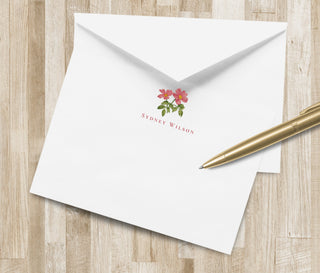 Personalized Wild Rose Stationery Set / Rose Stationary | Personalized Pink Floral Notecards | Bridal Bachelorette Hostess Gift