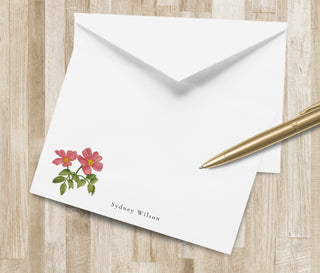 Personalized Wild Rose Stationery Set / Rose Stationary | Personalized Pink Floral Notecards | Bridal Bachelorette Hostess Gift