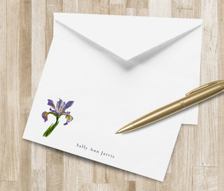 Personalized Flag Iris Stationery Set / Flag Iris Stationary | Purple Notecards | Floral Note Cards | Purple Flower | Mardis Gras Gift