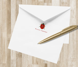 Personalized Ladybug Stationery / Stationary | Ladybug Notecards | Red Ladybug Cards | Red Custom Bug Note Cards