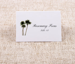 Beachy & Seaside Place-Cards | Tropical Wedding Dinner Seating Cards | Choose your icon: seashell, sand dollar, palm tree, crab, manatee