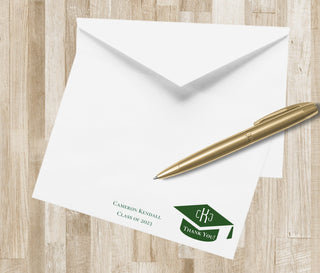 Graduation Monogram Thank You Notes | Custom Graduation Stationery / Stationary | Personalized Graduate Note Cards