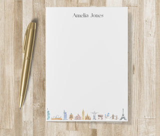 Personalized Cities of the World Notepad | World Traveler Personalized Notepad | City Landmarks Luxury Notepad