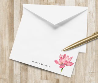 Lotus Flower Stationery Set | Personalized Floral Stationary | Custom Notecards | Personalized Note Cards Lotus Flower | Yoga Gift