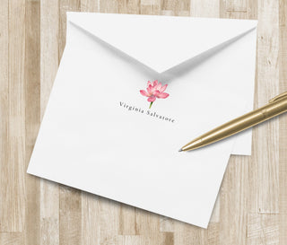 Lotus Flower Stationery Set | Personalized Floral Stationary | Custom Notecards | Personalized Note Cards Lotus Flower | Yoga Gift