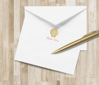 Personalized Scallop Seashell Stationery / Shell Notecards | Beachy Stationary | Coastal Stationery | Coastal Notecards | Beachy Gifts