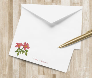 Personalized Wild Rose Stationery Set / Rose Stationary | Personalized Pink Floral Notecards | Bridal Bachelorette Hostess Gift