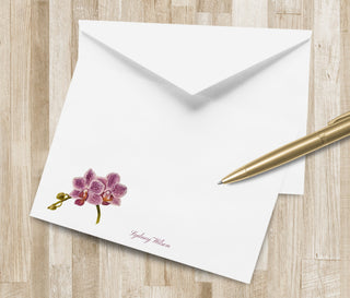 Personalized Orchid Flower Stationery Set | Purple Orchid Stationary | Floral Note Cards | Bachelorette Gift | Birthday Gift