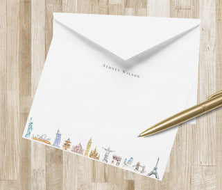 Cities of the World Personalized Stationery / Stationary | World Traveler Notecards | Personalized Luxury Stationery