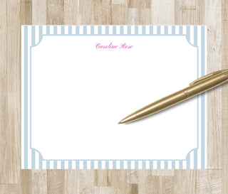 Personalized Stripe Stationery Set | Preppy Stationary | Classic Notecards