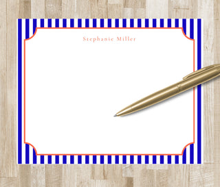 Personalized Stripe Stationery Set | Preppy Stationary | Classic Notecards
