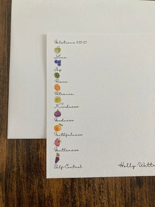 The Fruits of the Spirit Personalized Stationery / Stationary | Galatians 5:22-23 Notecards | Custom Christian Stationery